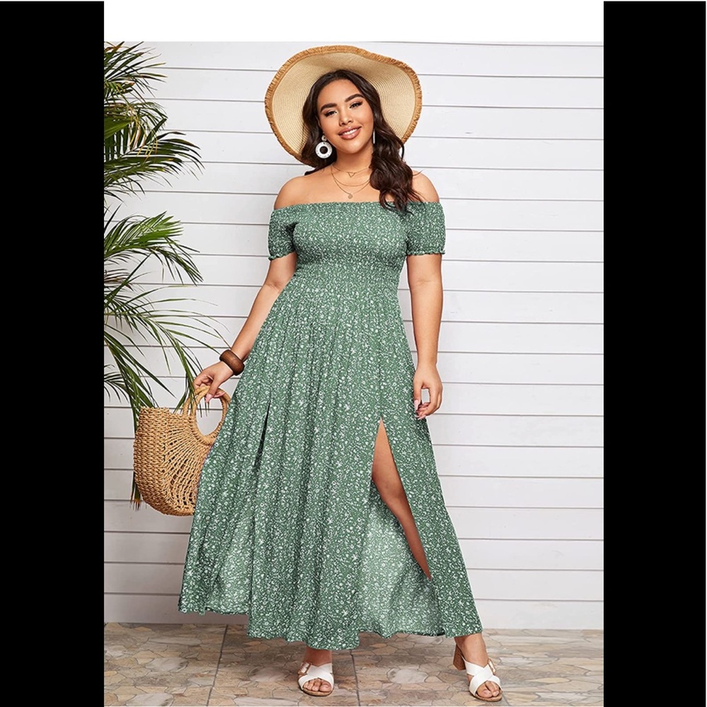 NEW Women’s Boho Floral Off the Shoulder Split A Line Dress